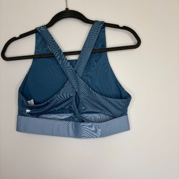 Fabletics Ella No-Bounce Sports Bra—Real Teal Shine/Blue Dusk Shine/Reflective—L - Picture 8 of 9